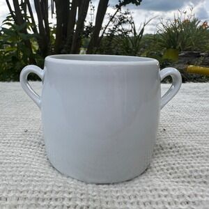 Apilco France Porcelain Double Handle Crock White Sugar Pot French Country 3.5in